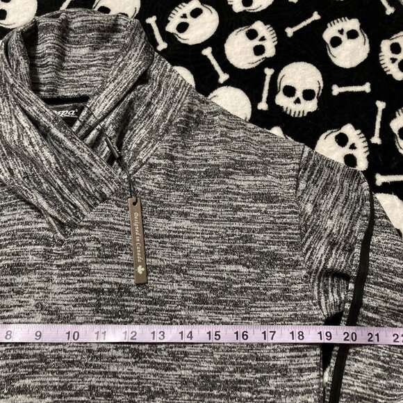 PAPA Heathered charcoal light grey cowl turtleneck top NWT MEDIUM LARGE sweater - Picture 7 of 14